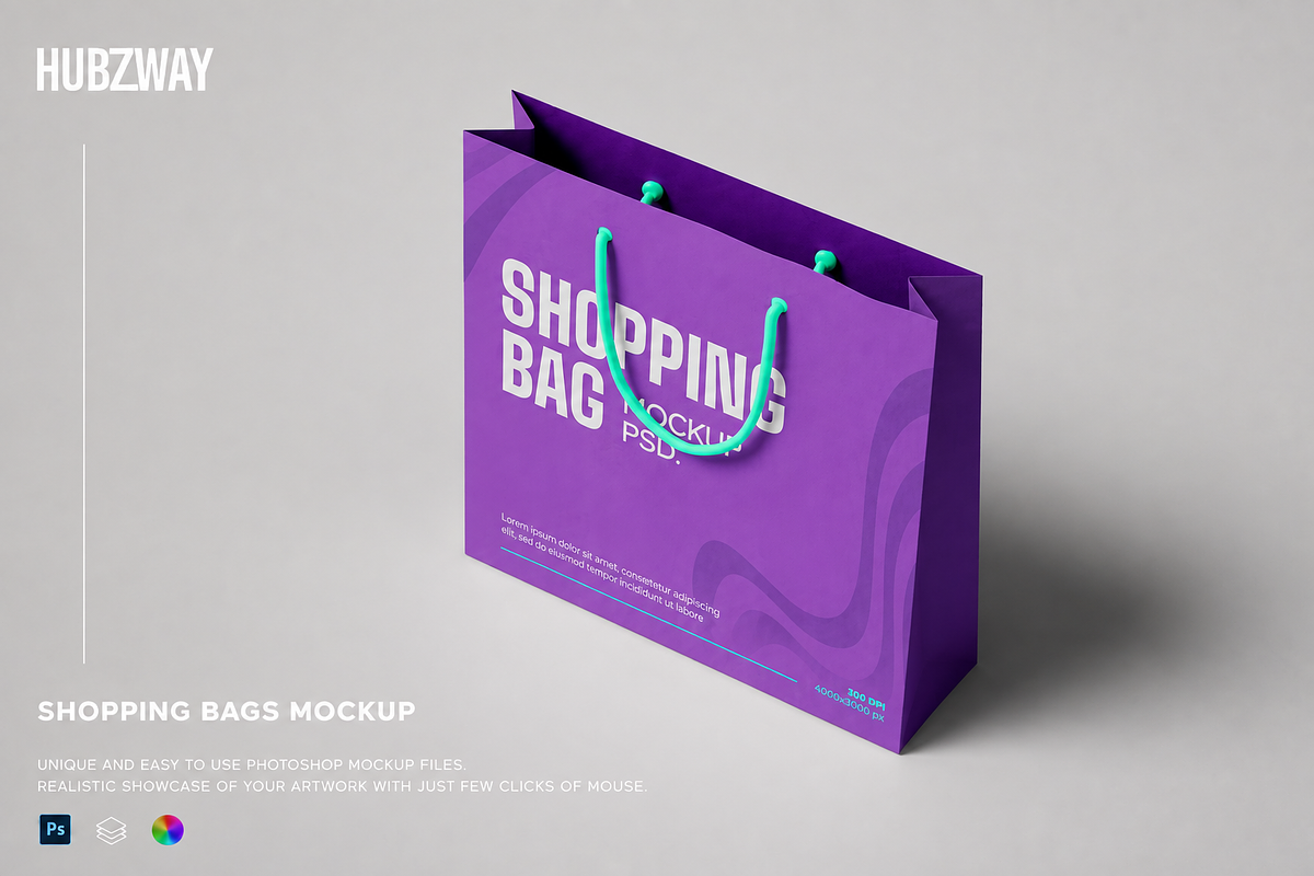 Shopping Bag Mockup, a Packaging Mockup by Hubzway (Photo 1 of 4)