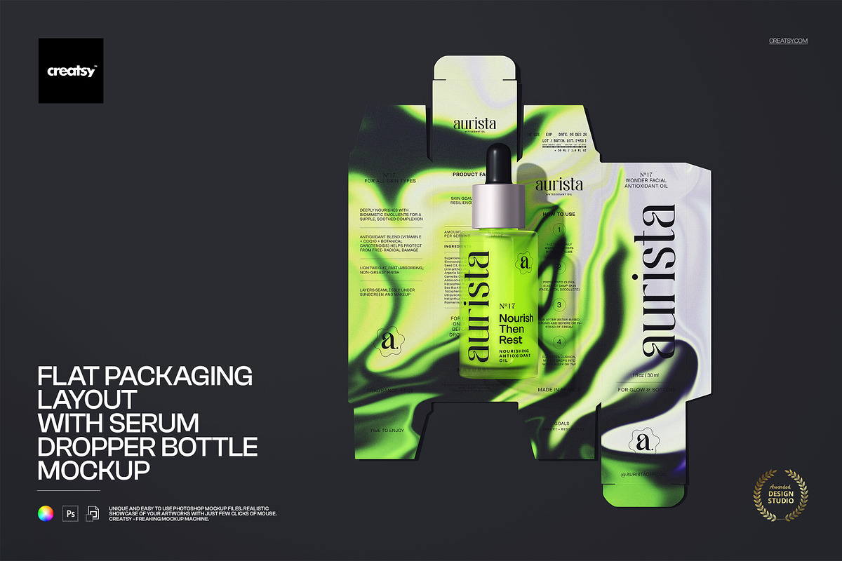Packaging Layout with Dropper Mockup, a Packaging Mockup by creatsy5