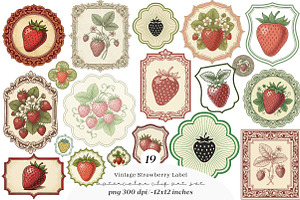 Vintage Strawberry Label Printable, an Illustration by SinaCreation