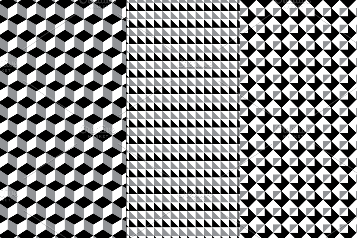 Seamless Black White Gray Geometrics preview 4