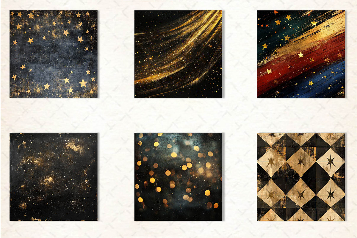 Gold Starry Grunge Digital Paper, an Illustration by CreationArt (Photo 3 of 5)
