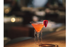 Strawberry margarita cocktail on bar, a Food & Drink Photo by Fascinadora