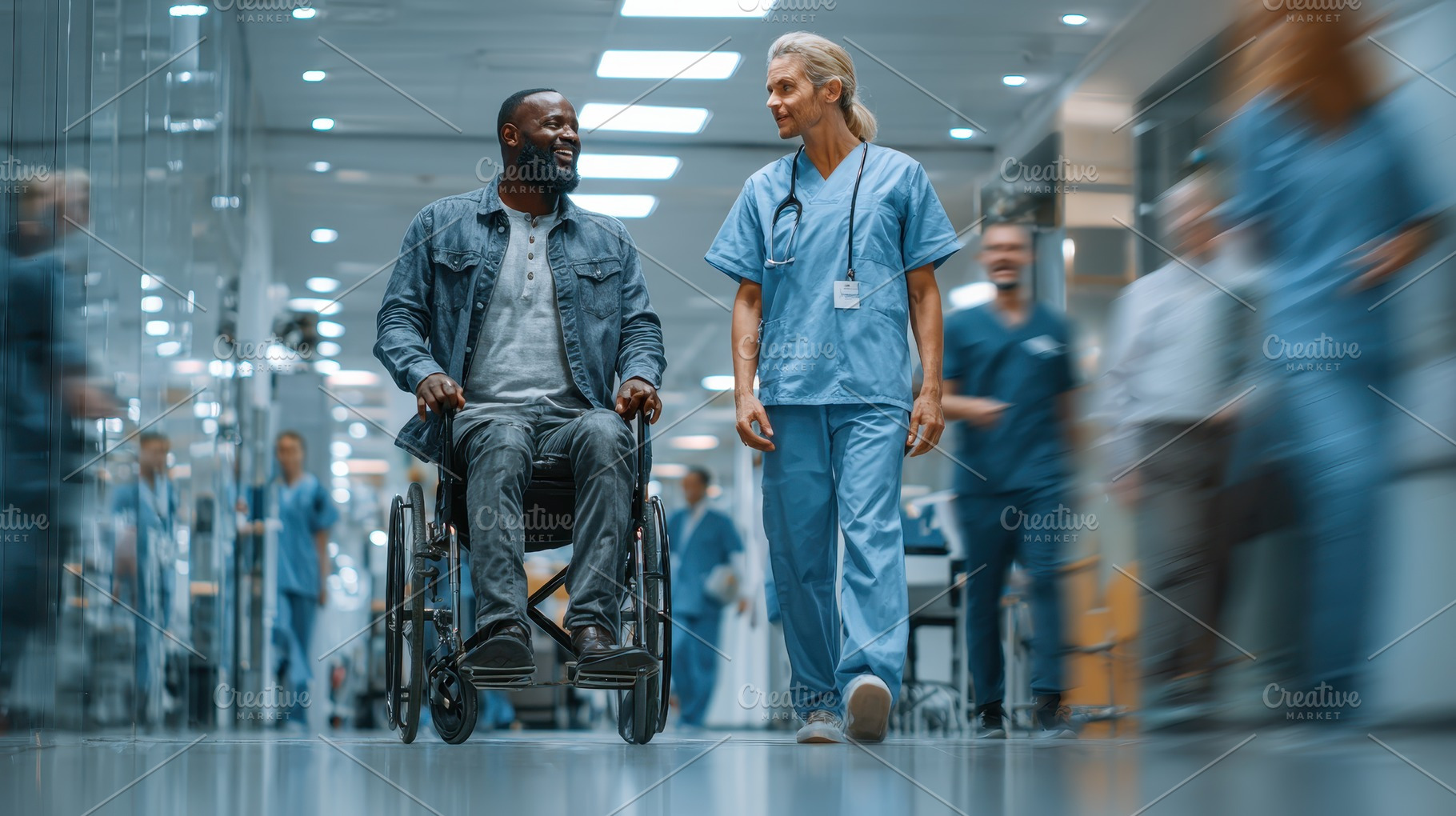 Man in wheelchair conversing with do, a Photo by Pixeness Studio
