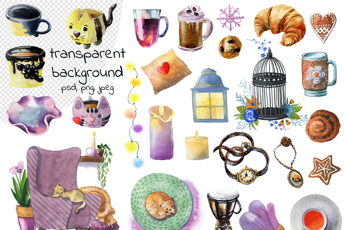Hygge cozy elements, a Decorative Illustration by fiolika (Photo 3 of 6)