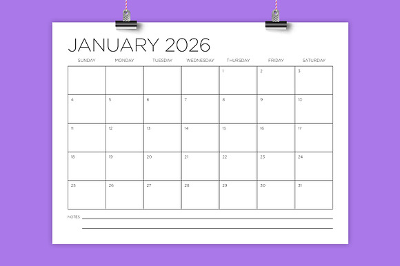 2026 12 x 9 Thin Sans Serif Calendar preview 6