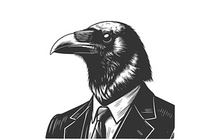 Raven Head Businessman In Suit, a Finance Illustration by AlexArt