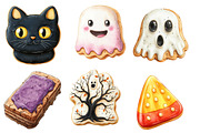 Watercolor Halloween Cookies Clipart, an Illustration by Designworld (Thumbnail 3 of 6)