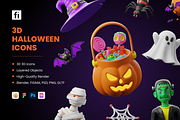 3D Halloween Icons, a 3D by Flat Icons (Thumbnail 1 of 8)