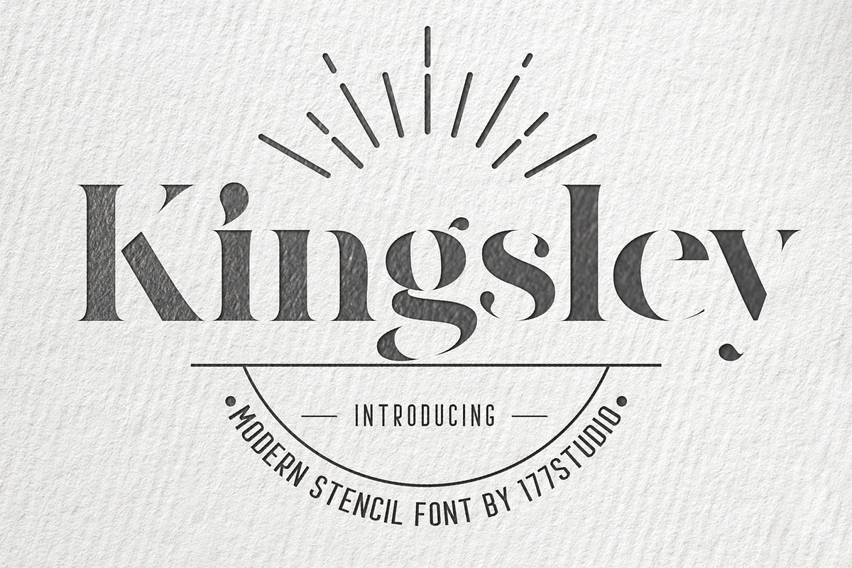 Kingsley – Modern Stencil Font, a Serif Font by 177Studio (Photo 1 of 8)