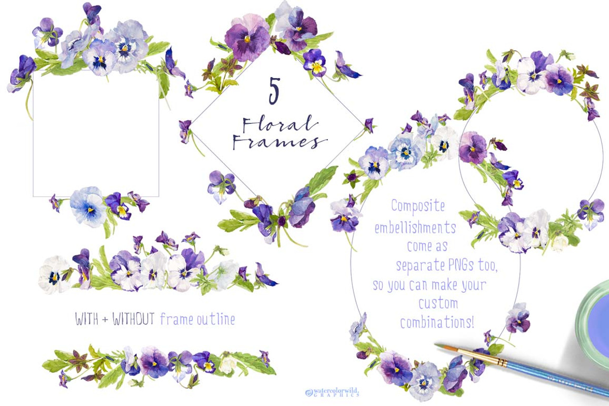 Pansies-Design pack, an Illustration by watercolorwild.graphics (Photo 4 of 10)