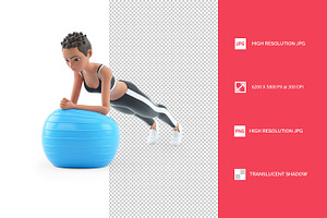 3D Sporty Character Woman Doing Exer, a Person Illustration by 3DMask