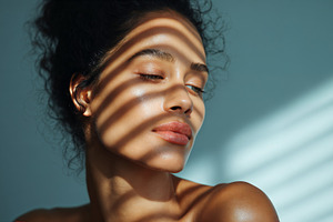 Creative woman portrait showcasing natural light and shadow play on skin, a Person Photo by OSORIOartist