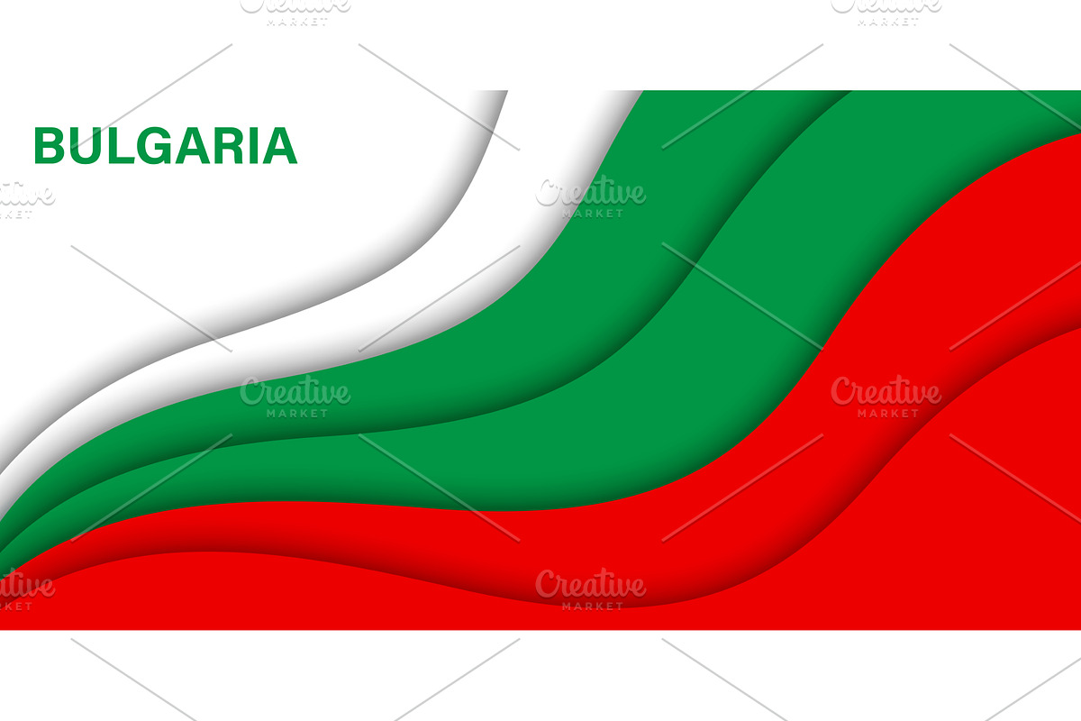 Paper cut national flag of Bulgaria, an Object Illustration by Vector Tradition