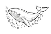 Whale Line Art Vector Bundle, an Illustration by yasushie (Thumbnail 20 of 51)