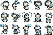 Valentine's Whimsical Penguin Clipar, an Illustration by designcity5 (Thumbnail 2 of 5)
