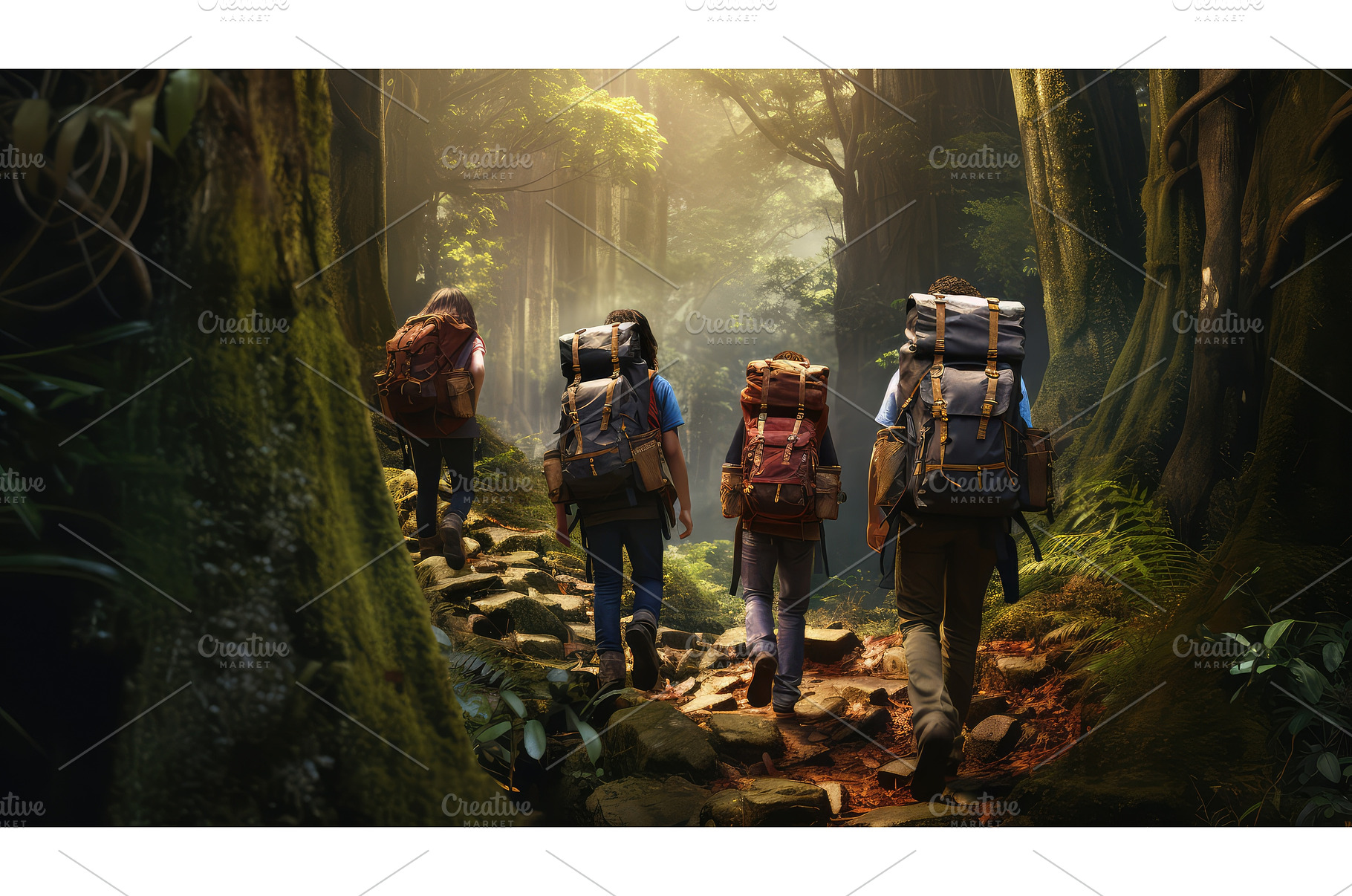 friends books backpack ai generated, a Nature Photo by pikepicture