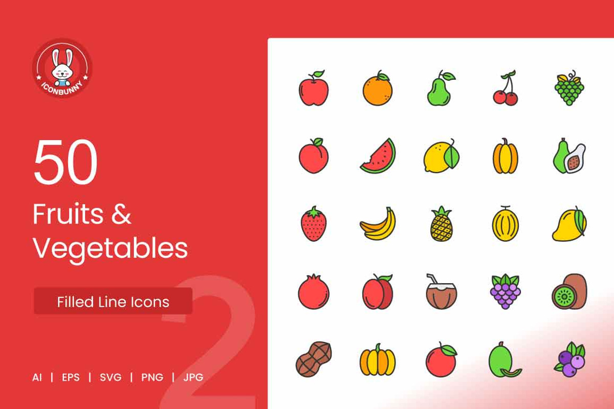 Fruits & Vegetables Filled Line Icon, an Icon by IconBunny (Photo 1 of 2)