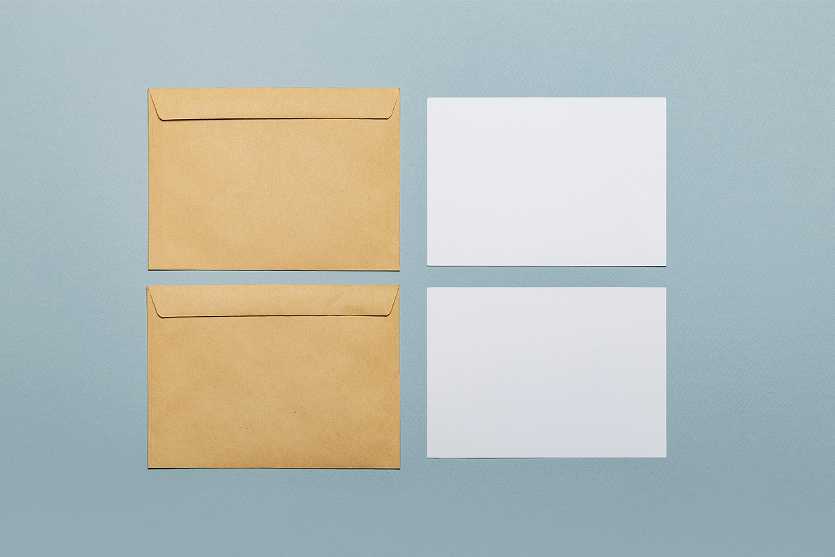 Two cards mockup with envelopes., a Print Template by mockups & photos (Photo 2 of 2)