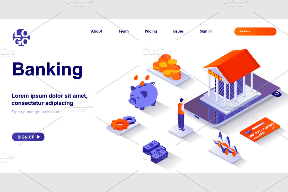 Isometric Landing Page Template, a Templates & Theme by alexdndz (Photo 3 of 31)