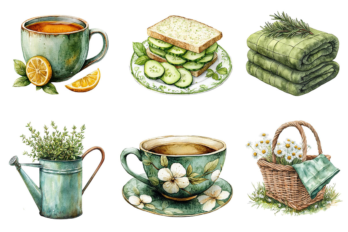 Green Summer Cottagecore Clipart, an Illustration by Dream Creation (Photo 5 of 6)