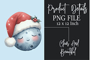 Christmas Sleepy Moon Clipart PNG, a Seasonal Illustration by Rose Art (Thumbnail 6 of 6)