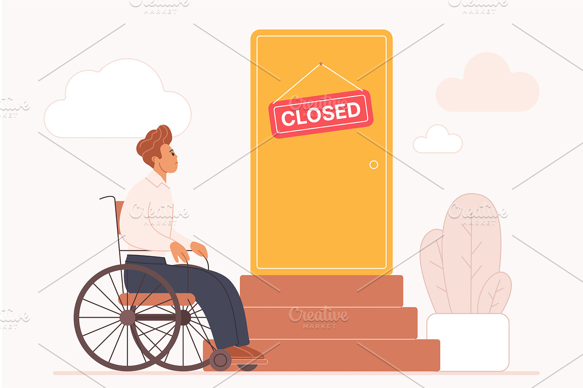 Ableism prejudice against hiring, a Person Illustration by Lemberg Vector