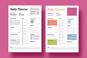 Daily Planner Layout, a Stationery Template by MightyDesign