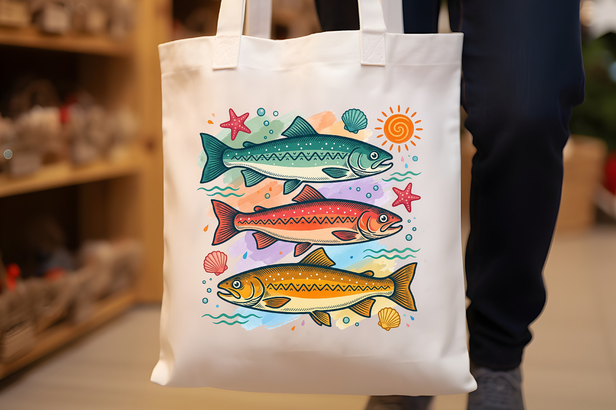 Colorful Fish Ocean Vintage PNG, a Work Illustration by Sublimation Artist (Photo 8 of 9)