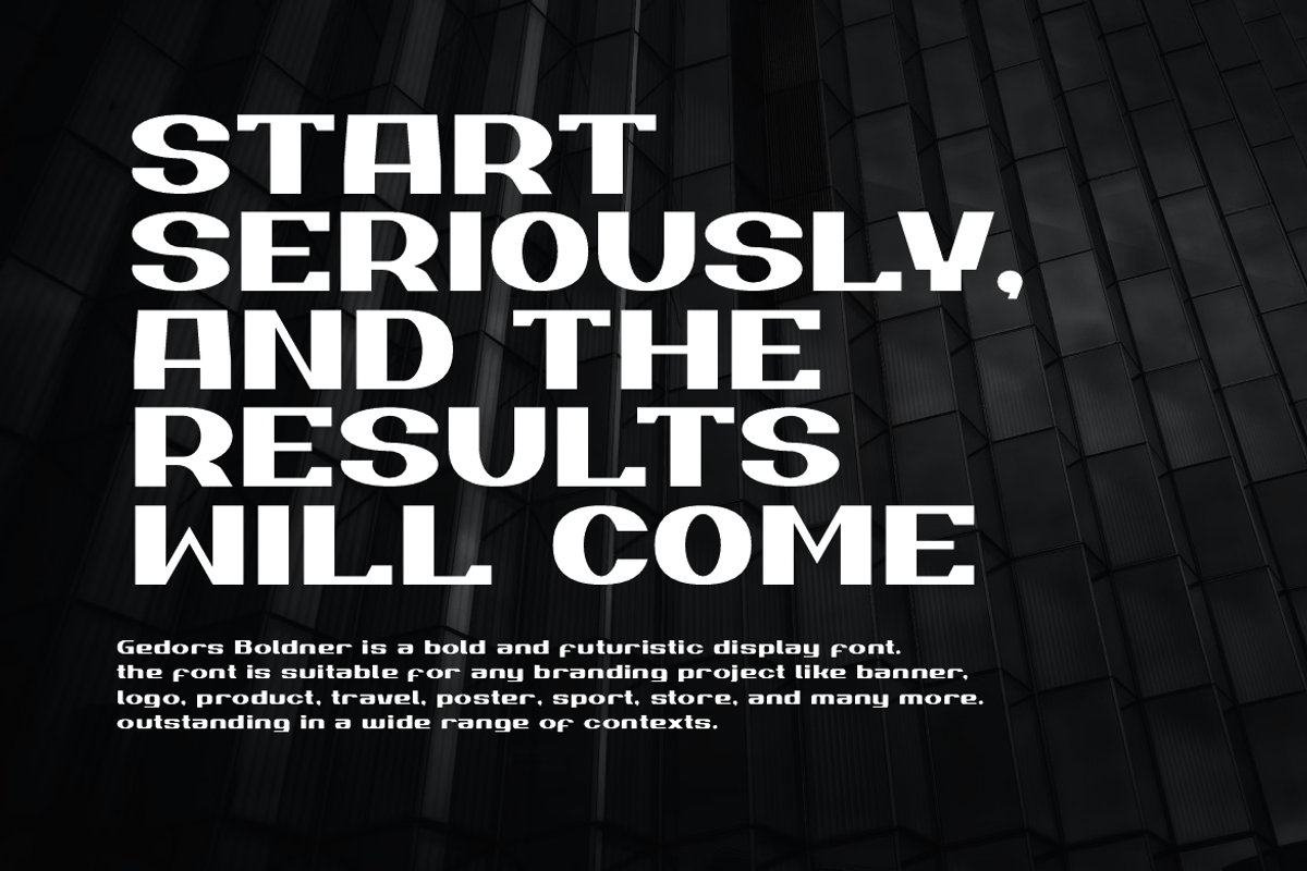 Gedors Boldner - Futuristic Font, a Sans Serif Font by QR Design Studio (Photo 7 of 12)