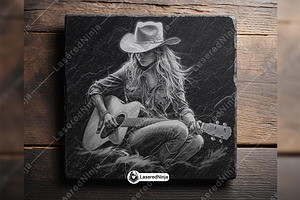 Cowgirl Guitar Western Woman Country