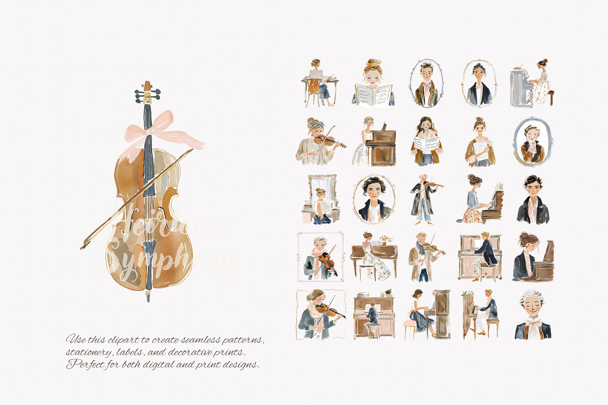 romantic classical musicians clipart, a Decorative Illustration by Patishop Art (Photo 5 of 11)