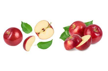 Red apple with half isolated on, a Food & Drink Photo by NataPhoto