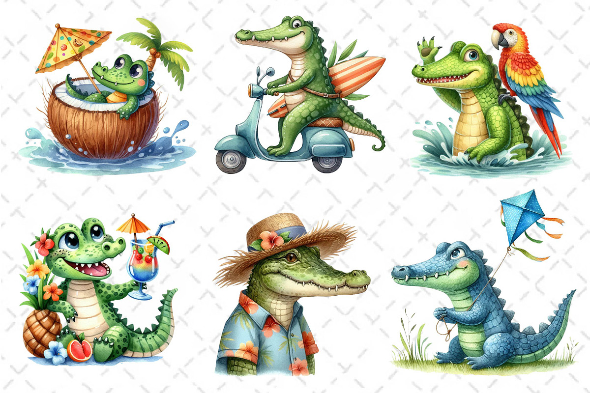 Summer Crocodile Clipart PNG, an Illustration by Dream Creation (Photo 4 of 7)