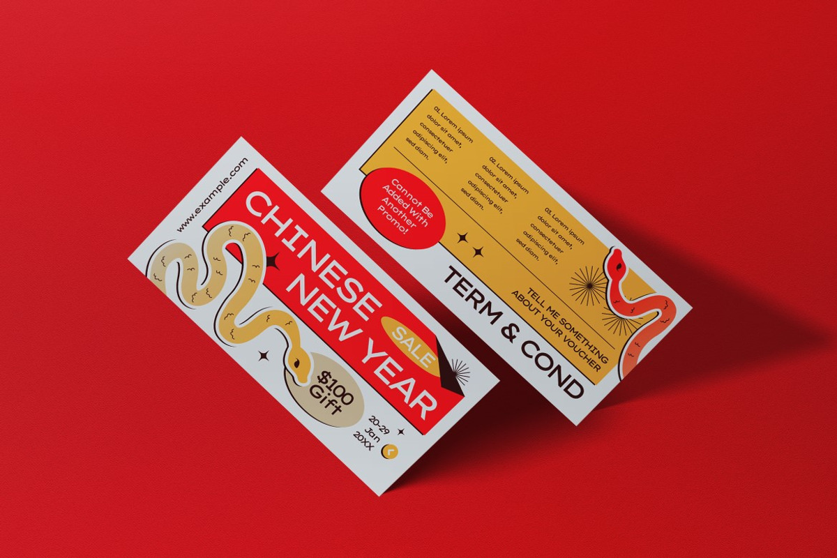 Yellow Chinese New Year Sale Voucher, a Card Template by graphicook (Photo 3 of 3)