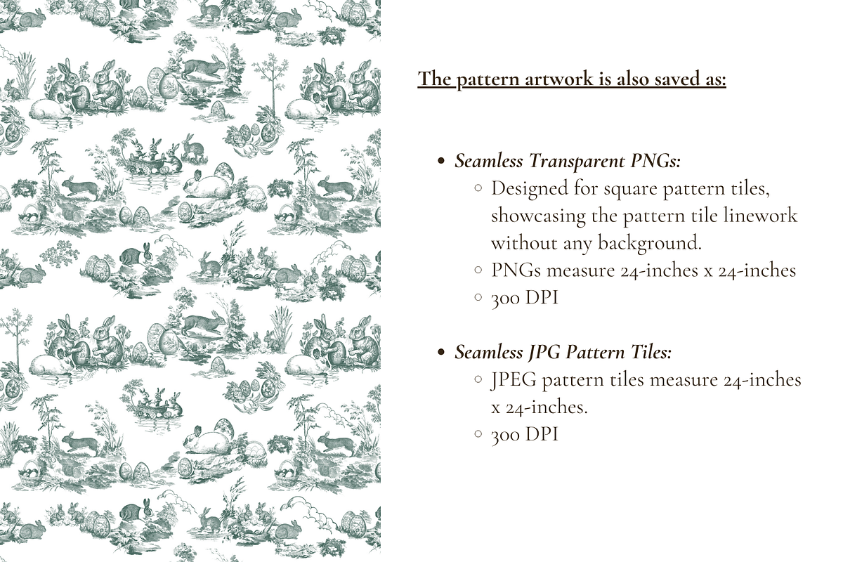 Easter Bunny Toile de Jouy Pattern, a Background Graphic by Hughes Studio (Photo 6 of 7)