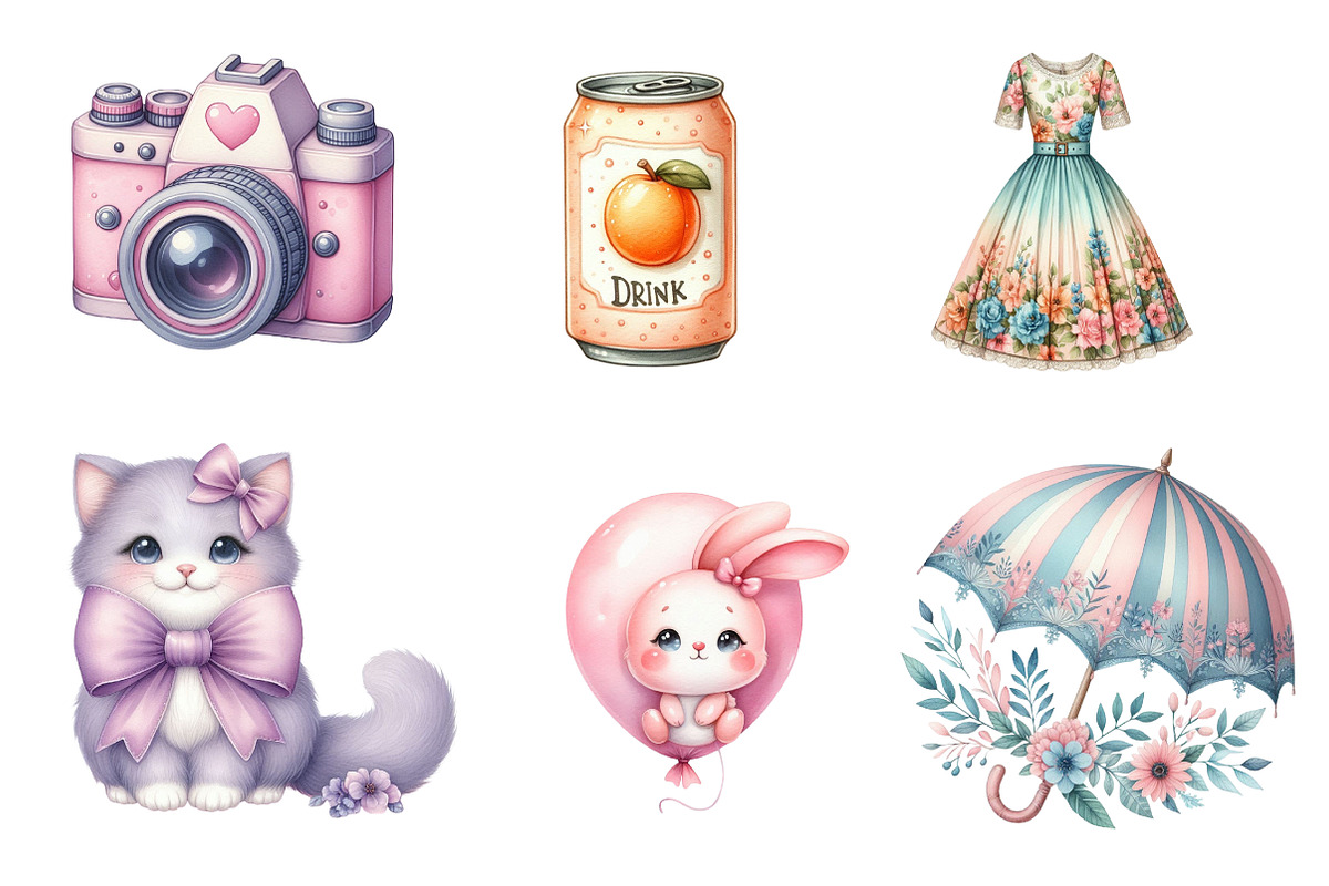 Kawaii Girly Aesthetic Clipart Bundl, an Illustration by CreationArt (Photo 2 of 5)
