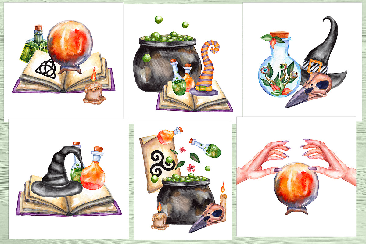 Magic, witchcraft, and Halloween, an Education Illustration by Olha's watercolor (Photo 3 of 19)