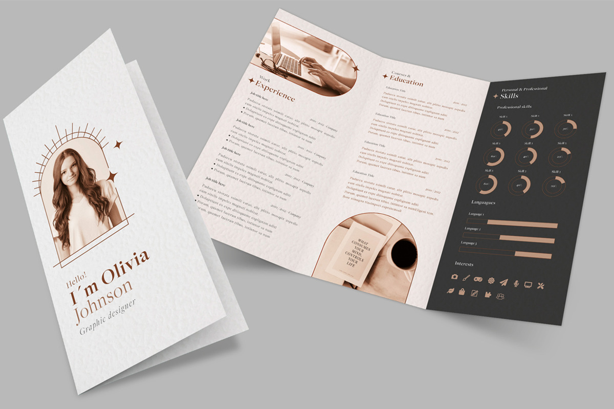 Aesthetic Style Resume Trifold, a Resume Template by McLittle Stock (Photo 1 of 2)