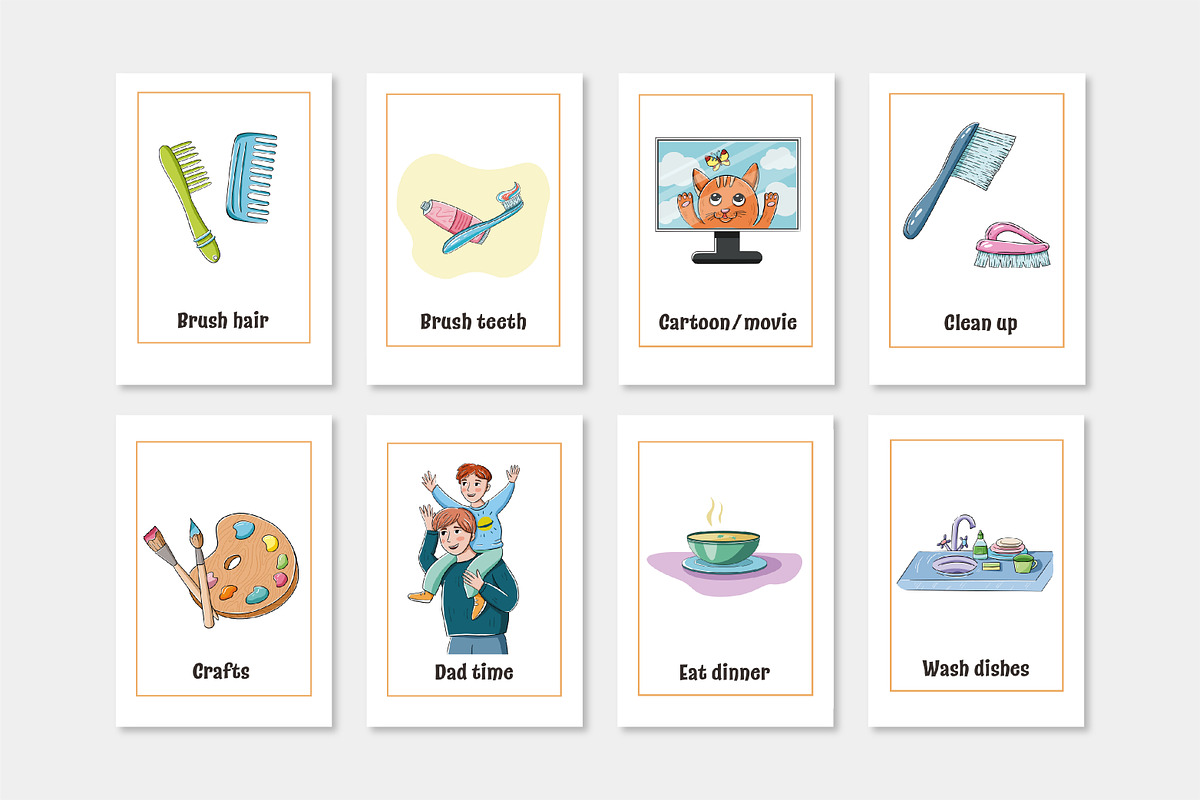 Printable Chore Clip Art Cards, a Card Template by svetodesign (Photo 3 of 9)
