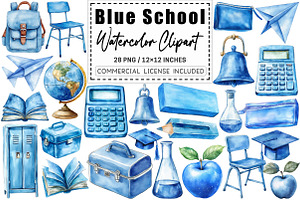 Blue School Clipart PNG, a Graphic by CitraGraphics