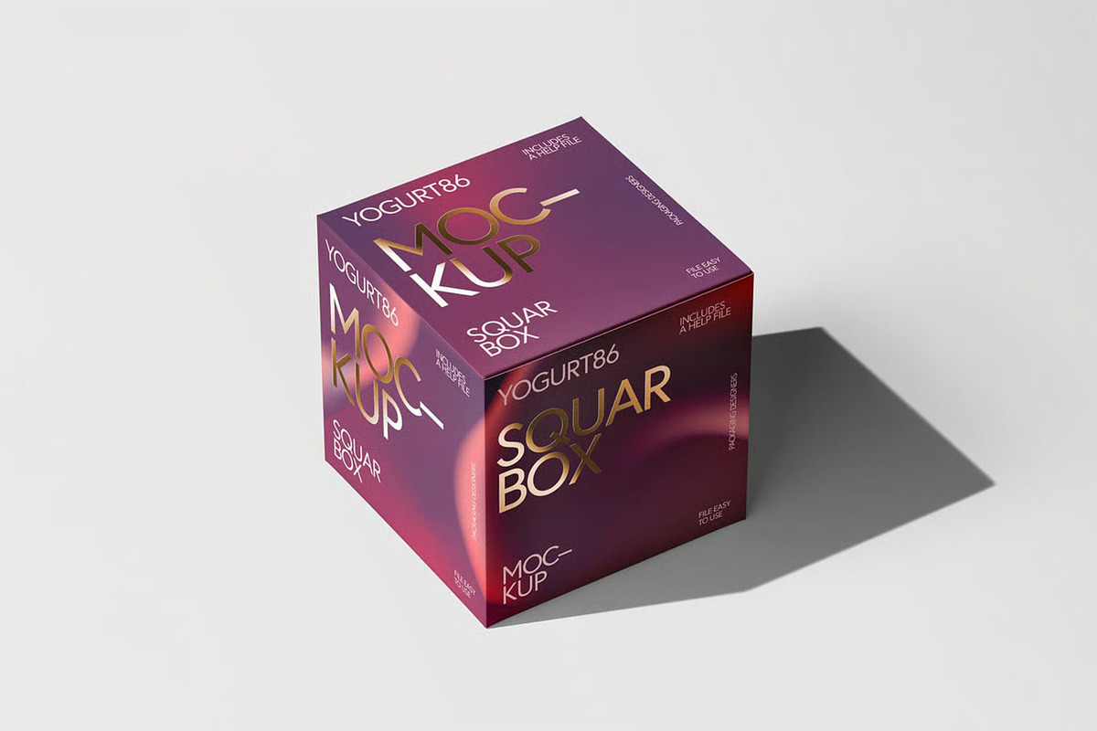 Square Cardboard Box Mock-up, a Packaging Mockup by zippypixelstudio (Photo 3 of 12)