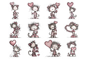 Whimsical Valentine Cat Clipart, an Illustration by Design Market (Thumbnail 2 of 3)