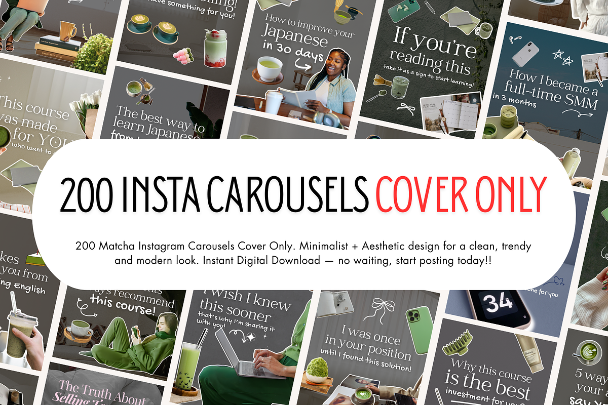 200 Matcha Instagram Carouse Cover