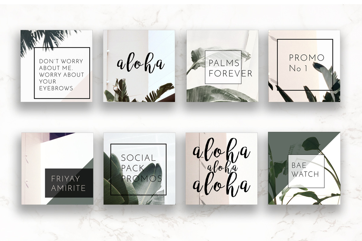8 Pack Instagram Social Palm Layouts, a Templates & Theme by Aloha Philly (Photo 2 of 7)