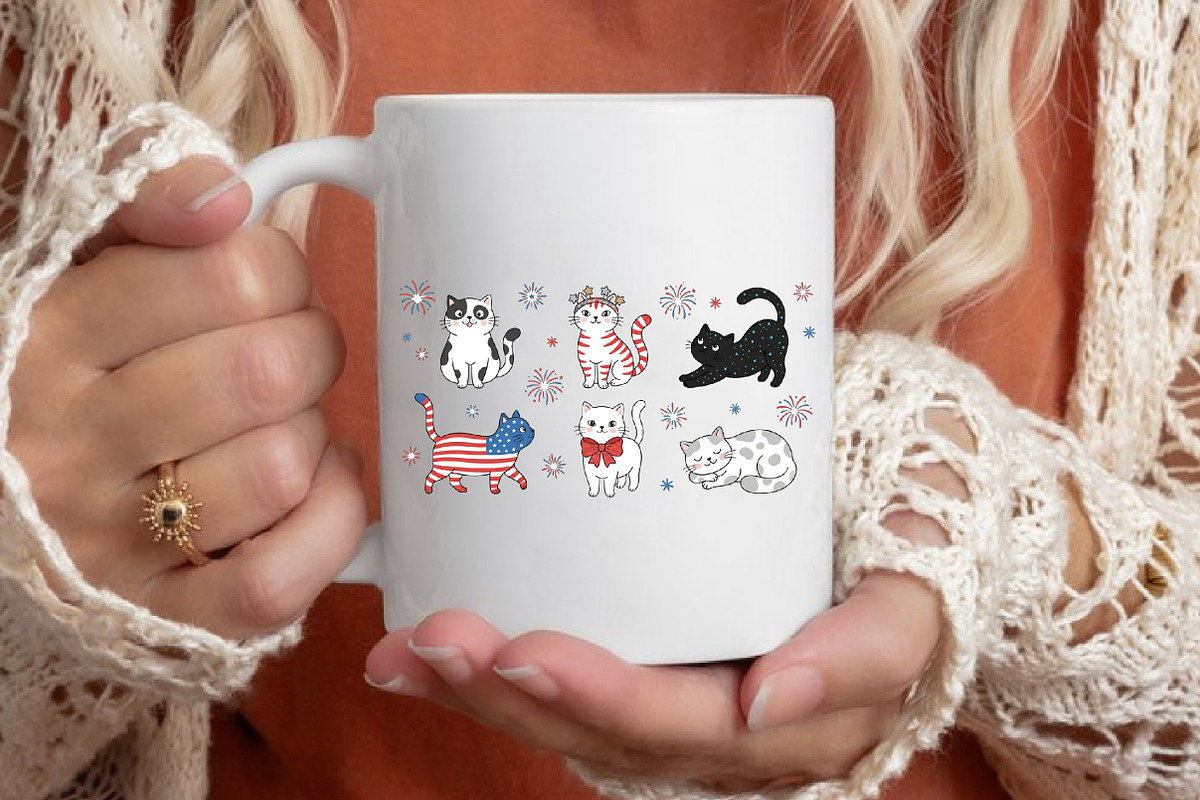 Funny Cat USA Flag 4th of July Shirt, a Seasonal Illustration by designcity5 (Photo 4 of 4)