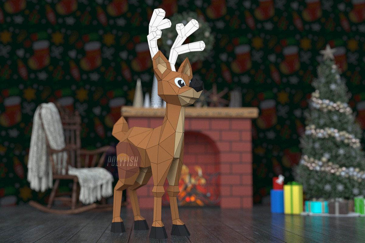 DIY Christmas Deer PDF template, a Templates & Theme by PolyFish (Photo 3 of 6)