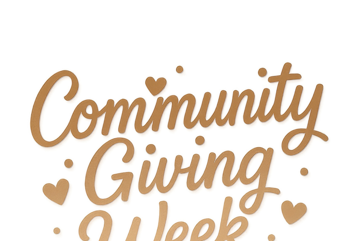 Community giving week text with hear, an Illustration by Dvoevnore photos