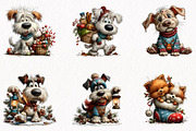 Cute Christmas Dogs Clipart Bundle, a Seasonal Illustration by fashionaddict (Thumbnail 3 of 7)