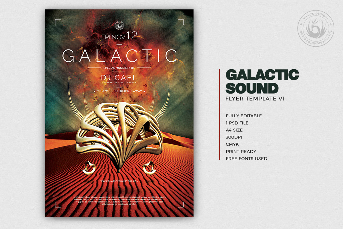 Galactic Sound Flyer Template V1, a Flyer Template by ThatsDesignArt (Photo 2 of 7)