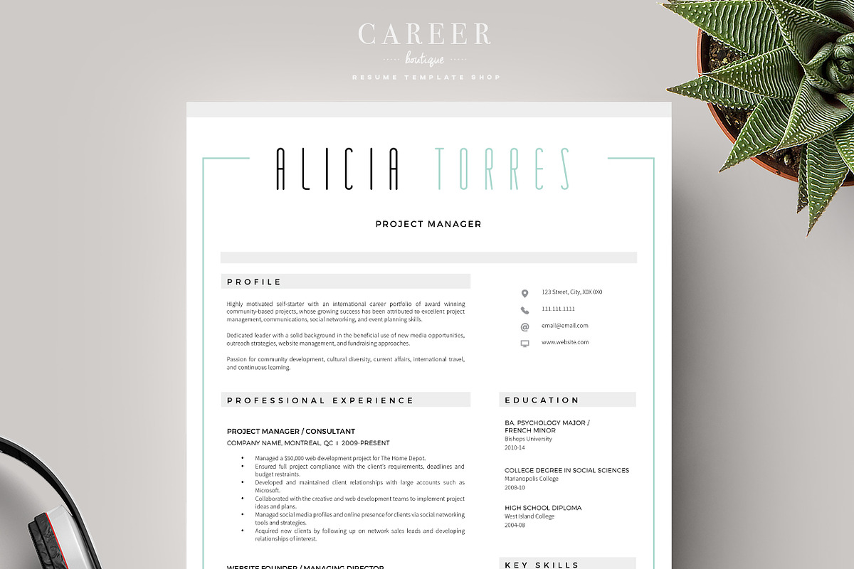 Modern Resume & CoverLetter Template, a Resume Template by careerboutique (Photo 1 of 6)